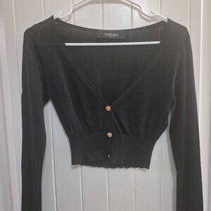 Versace black V-neck knit cropped cardigan
